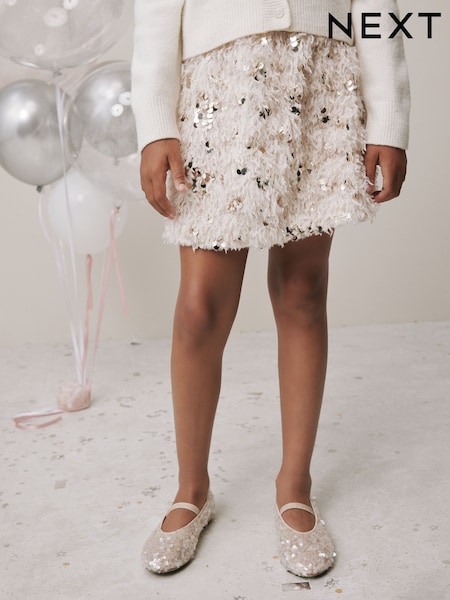 Cream Fluffy Sequin Skirt (3-16yrs) (F72289) | £15 - £20