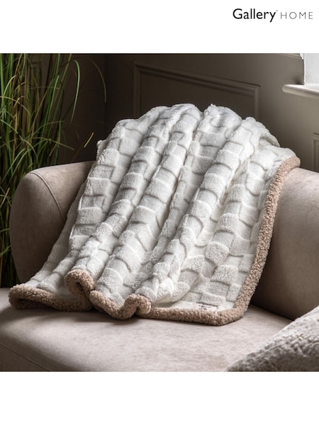 Gallery Home Cream Oakley Checked Sherpa Throw (F72334) | £30