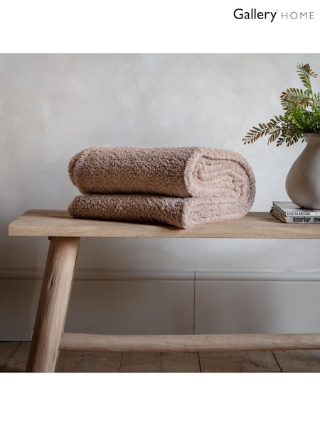 Gallery Home Neutral Teddy Fleece Throw (F72351) | £20