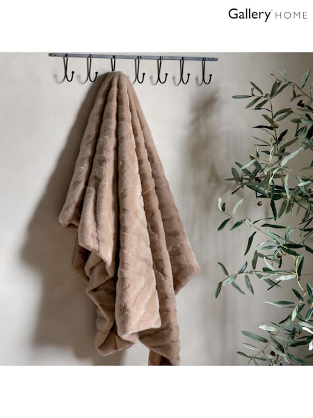 Gallery Home Brown Chevron Rabbit Fur Throw (F72355) | £38