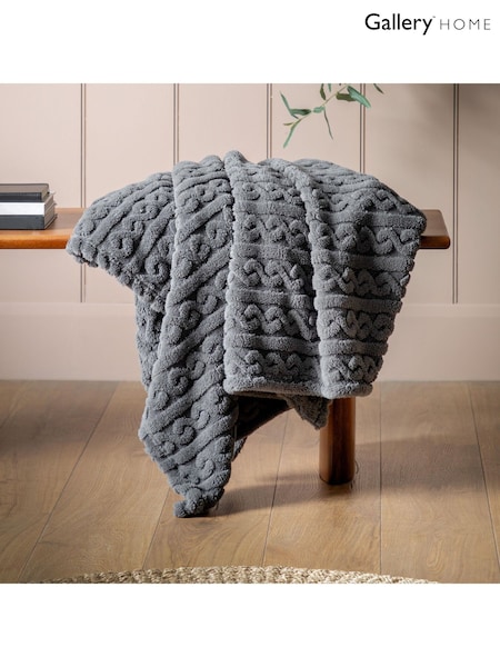 Gallery Home Grey Textures Twist Knit Throw (F72359) | £22