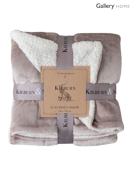 Gallery Home Neutral Sterling Sherpa Throw (F72360) | £25