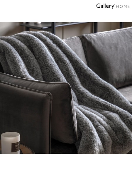 Gallery Home Grey Roscose Fur Throw (F72361) | £56