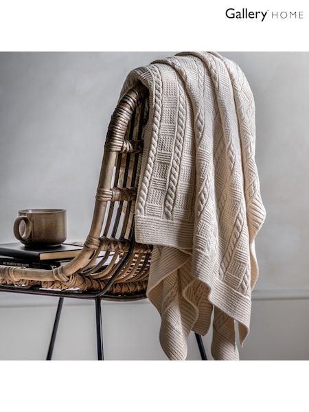 Gallery Home Cream Cable Throw (F72362) | £32