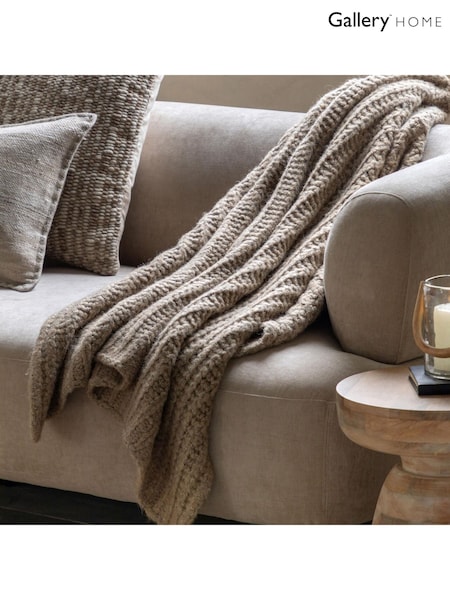 Gallery Home Brown Luxury Melange Knit Throw (F72363) | £72