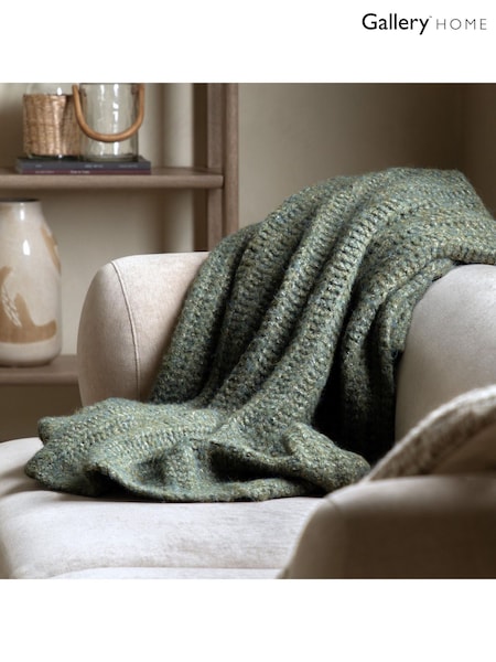 Gallery Home Green Luxury Melange Knit Throw (F72377) | £72