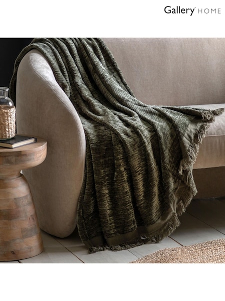 Gallery Home Green Willow Chenille Throw (F72394) | £36