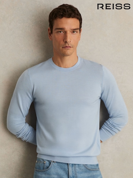 Reiss Soft Blue Wessex Merino Wool Crew Neck Jumper (F72415) | £88