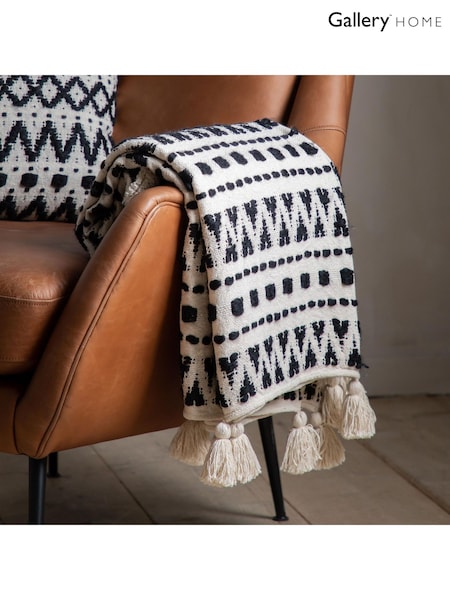 Gallery Home Black & Cream Tufted Throw (F72454) | £46