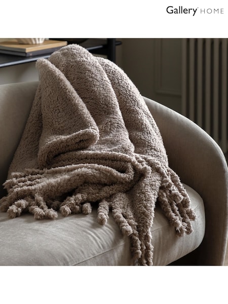 Gallery Home Black Fringed Teddy Throw (F72462) | £20
