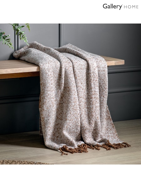 Gallery Home Brown Herringbone Faux Mohair Throw (F72463) | £28