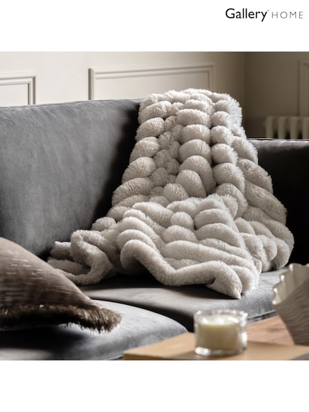 Gallery Home Natural Ribbed Faux Fur Throw (F72466) | £28