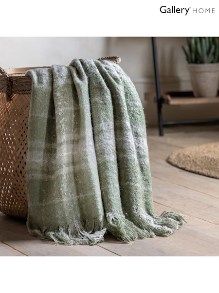 Gallery Home Green Check Faux Mohair Throw (F72470) | £28