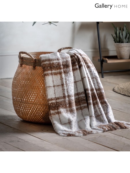 Gallery Home Brown Check Faux Mohair Throw (F72471) | £28