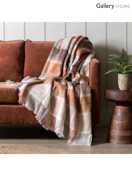 Gallery Home Orange Check Mohair Throw (F72481) | £32