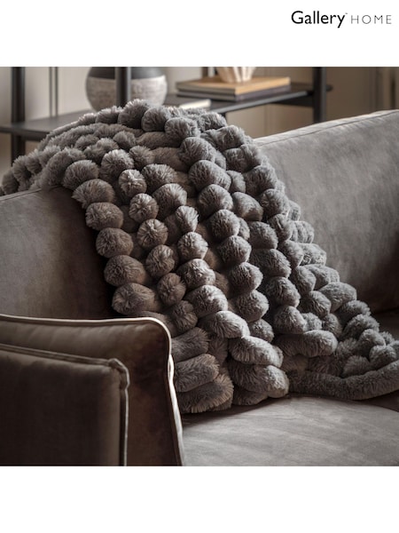 Gallery Home Grey Ribbed Faux Fur Throw (F72484) | £28