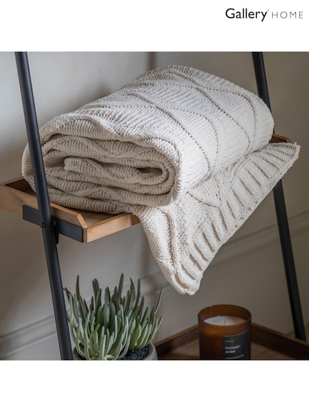 Gallery Home Cream Chenille Cable Throw (F72487) | £32