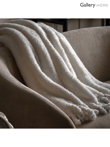 Gallery Home Natural Plain Fringe Teddy Throw (F72494) | £20