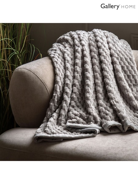 Gallery Home Grey Jacquard Velvet Knitted Throw (F72502) | £28