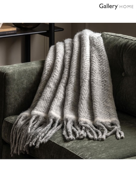 Gallery Home Grey Mohair Fringe Throw (F72503) | £32