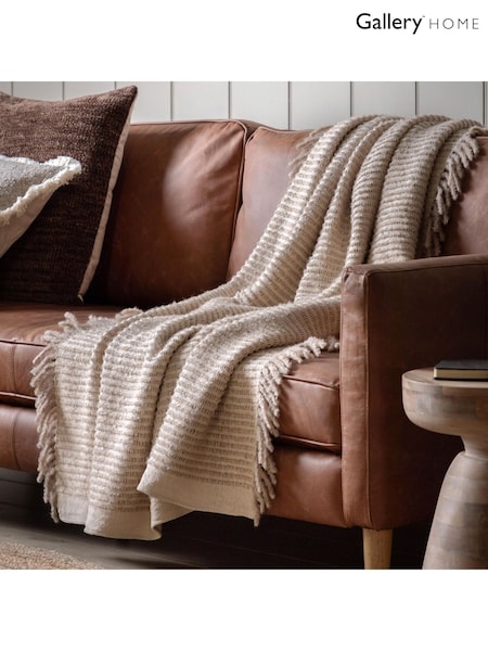 Gallery Home Cream Side Fringe Throw (F72510) | £34