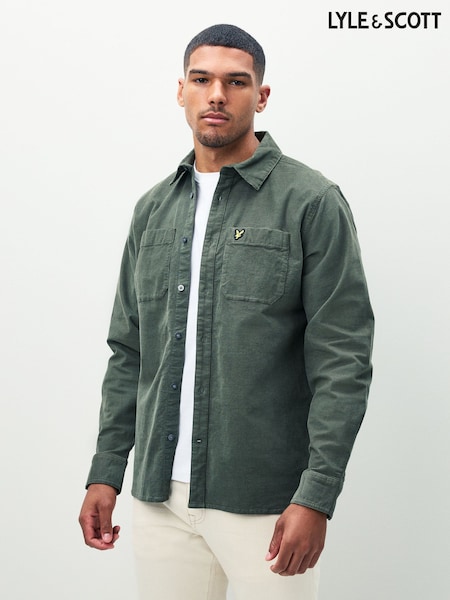 Lyle & Scott Green Needle Cord Plain Shirt (F72541) | £85