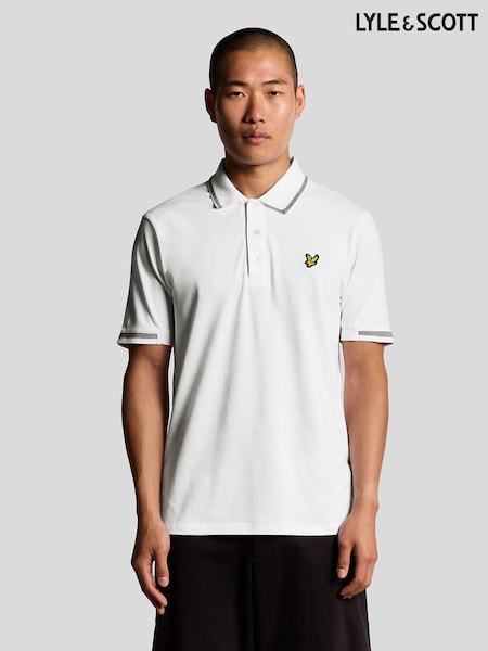 Lyle & Scott White Birdseye Tipped Polo Shirt (F72549) | £60