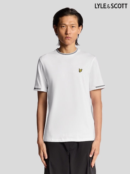 Lyle & Scott White Birdseye Half Tipped T-Shirt (F72555) | £35