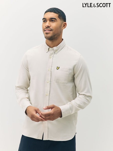 Lyle & Scott Cream Plain Flannel Shirt (F72563) | £65