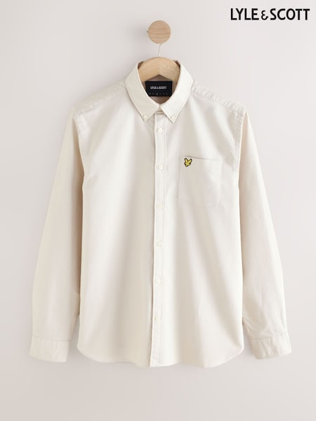 Lyle & Scott Cream 100% Cotton Plain Oxford Shirt (F72588) | £65