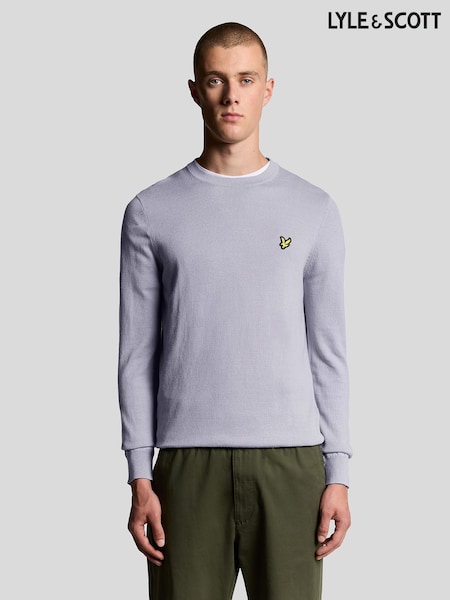 Lyle & Scott Purple Cotton Merino Crew Neck Jumper (F72610) | £70