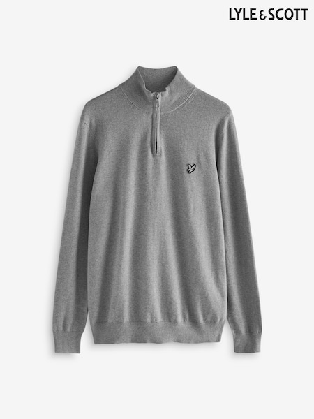 Lyle & Scott Grey Merino Quarter Zip Jumper (F72688) | £80