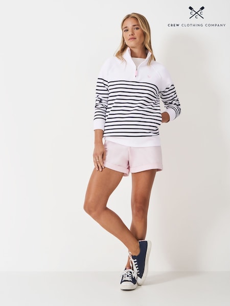 Crew Clothing Company White Half Zip Sweatshirt (F72795) | £59