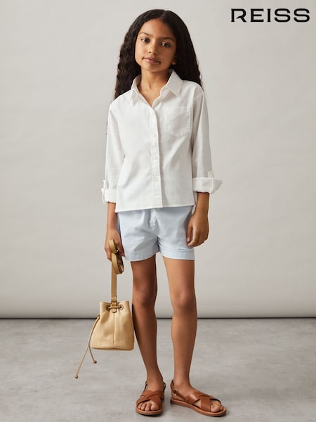 Reiss Ivory Leora Linen Roll-Cuff Shirt (F72819) | £35