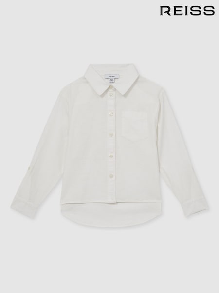 Reiss Ivory Leora Linen Roll-Cuff Shirt (F72824) | £43