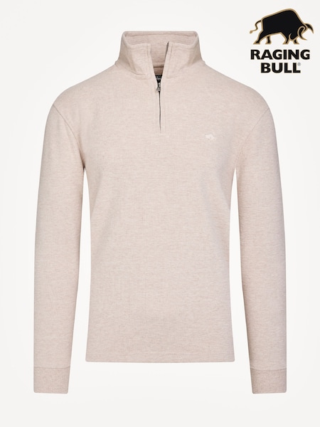 Raging Bull Natural Classic French Rib Quarter Zip Sweater (F72976) | £80 - £90