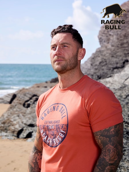 Raging Bull Orange100% Cotton Beach Rugby T-Shirt (F72989) | £33 - £35