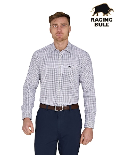 Raging Bull Purple Long Sleeve Tattershall Brushed 100% Cotton Shirt (F73008) | £70 - £80