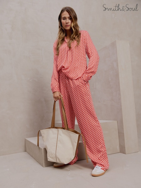 Smith & Soul Red And Pink Printed Blouse (F73221) | £90