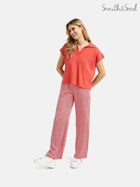 Smith & Soul Red And Pink Printed Trousers (F73222) | £100