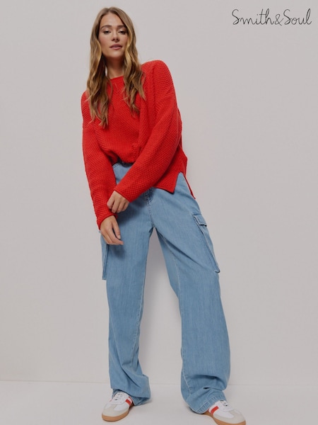Smith & Soul Red Honeycomb Pullover Jumper (F73223) | £90