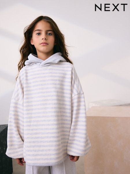 Grey/White Stripe Hoodie (3-16yrs) (F73227) | £17 - £22