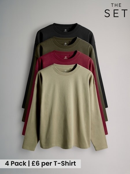 The Set Multi 4 Pack Relaxed Long Sleeve T-Shirts (F73261) | £24