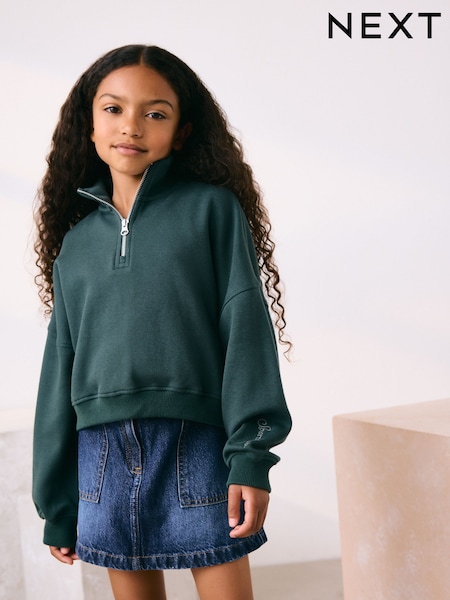 Green Zip Neck Sweatshirt (3-16yrs) (F73323) | £13 - £18