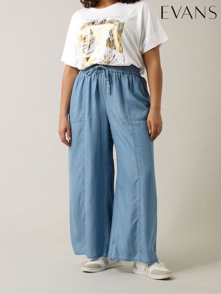Evans Blue Washed Tencel Trousers (F73469) | £39