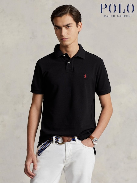 Polo Ralph Lauren Black Short Sleeve Mesh Polo Shirt (F73500) | £115