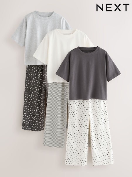 Monochrome Print Wide Leg Pyjamas 3 Pack (3-16yrs) (F73589) | £27 - £34