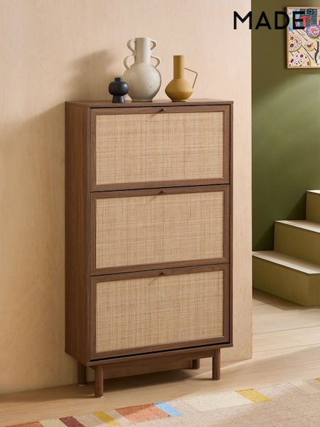MADE.COM Oak Effect Pavia Rattan Shoe Storage (F73599) | £349