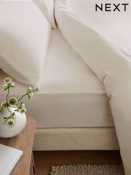 Ivory Brushed Supersoft 100% Cotton Extra Deep Deep Fitted Sheet (F73626) | £16 - £26