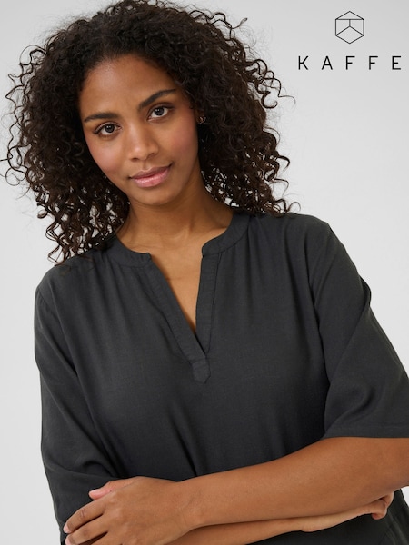 Kaffe KAmilia Black 3/4 Sleeve Kaftan Midi Dress (F73677) | £50